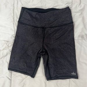 SMALL ALO Sparkly Black Bike Shorts